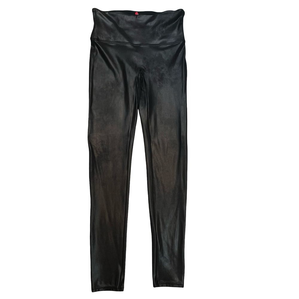 Spanx Womens Faux Leather Leggings Black High Waist Edgy Chic Large
